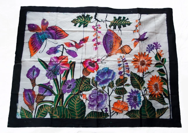 Batik -  Fleur de vie - Sri Lanka - Artisanat peint à la main -115 x 88 cm- 8289