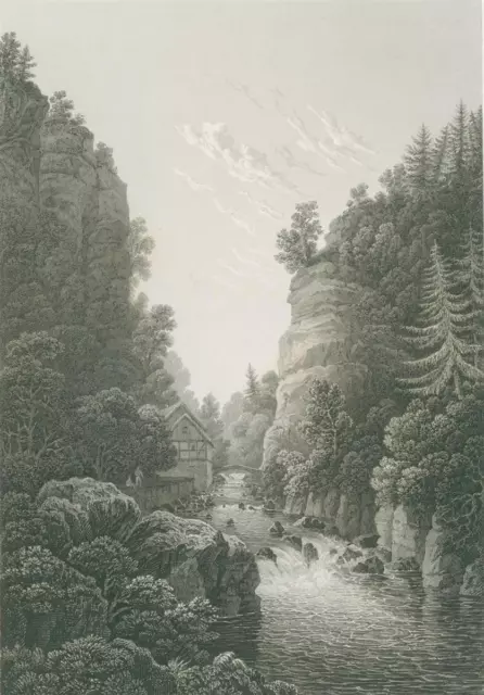 LOHMEN - Gesamtansicht - Batty & Varrall - Stahlstich 1825