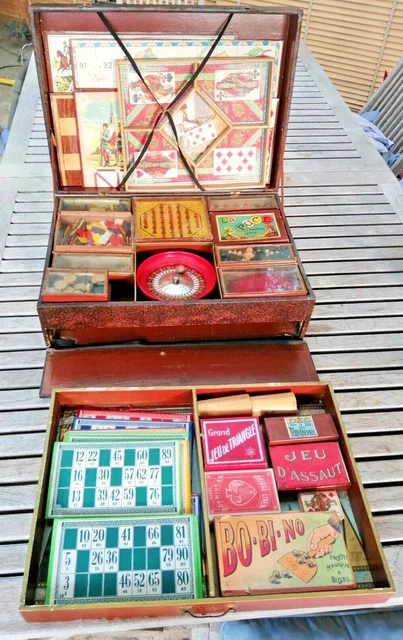 Ancien Coffret De Jeux De Société JL Paris - Multi-jeux : Toupie, Roulette, Loto - Occasion
