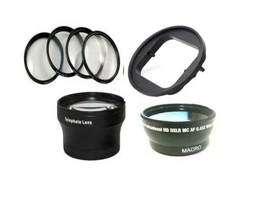 Wide Lens + Tele Lens + Macro Close Up + Tube for GoPro Hero 11, HERO 10, Hero 9