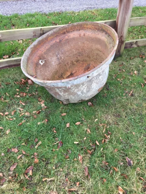 Very Large Unusual Vintage Cast Iron Garden Planter  Cauldron Boiling Pot  10101
