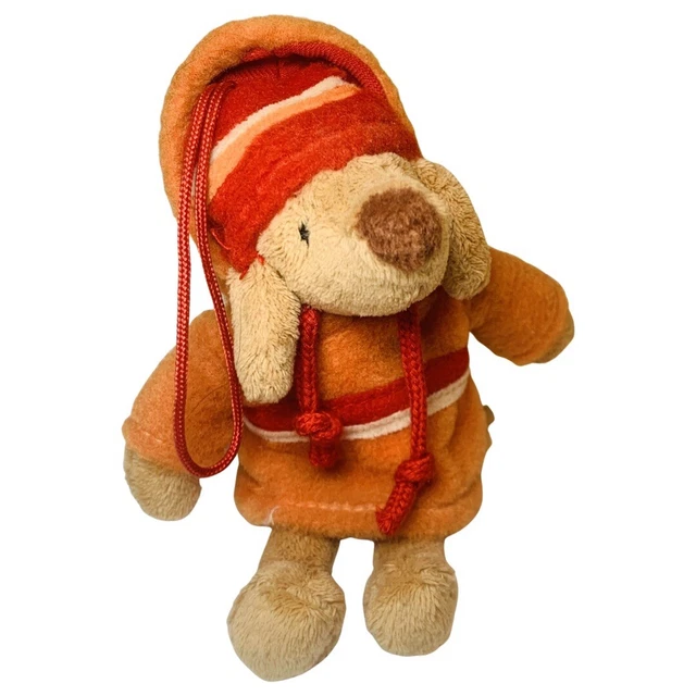 Bath & Body Works Barker Long Ear Puppy Dog Plush Stuffed Toy Hoodie Ornament 5”