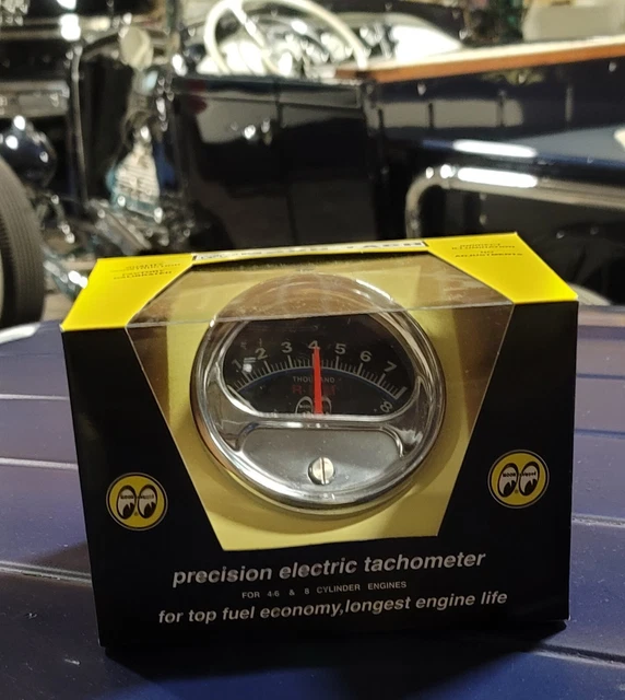 MOONeyes 8k TACHOMETER Hot Rod Custom TACH vtg Style GASser NHRA Old School 12v