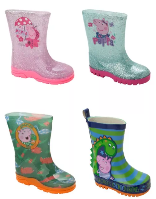 Girls Peppa Pig / George Wellies Wellington Rain Snow Wellys Boots Uk Size 5-10