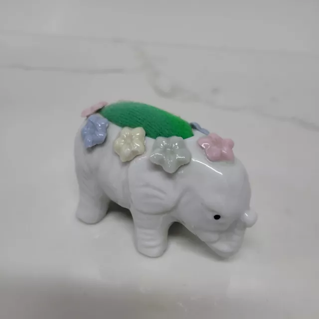 Vintage Ardalt Pin Cushion Porcelain Elephant w/ Raised Flowers!! Vintage Ardalt Pin Cushion Porcelain Elephant w/ Raised Flowers!!
