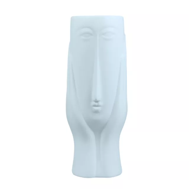 Tall White Ceramic Face Hands Cache Herbs Plant Pot Planter Vase Home Decor