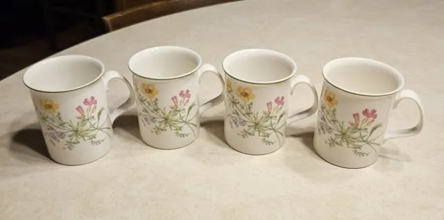 Set of 4 - Made In England Bone China Spring Floral Coffee/Tea Mugs