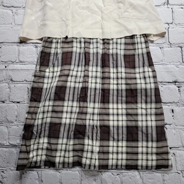 Ali Ro Silk Cotton Plaid Skirt Sleeveless Blouson Dress Size 4 3