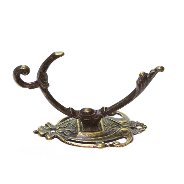 Vintage Solid Brass Ornate Victorian Style Towel Hat Coat Hook Holder Italy