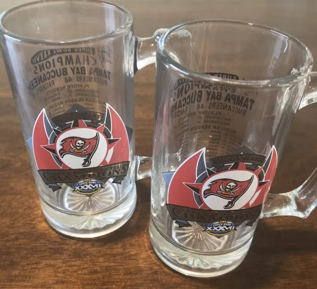 Tampa Bay Buccaneers - Super Bowl XXXVII Champions Clear Beer Mug Set Of 2