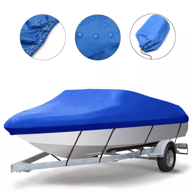 Waterproof Heavy Duty Trailerable Boat Cover Fishing V-Hull Tri-Hull Runabout