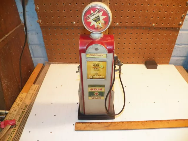 Vintage FIRE-CHIEF Gasoline Service Gas Pump Metal Coin Bank