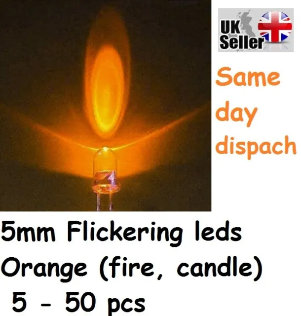 5mm Orange Candle Fire Light Flicker Ultra Bright Flickering LED Leds Lamp UK