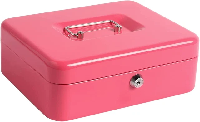 KENTOKO Cash Box with Money Tray, Lock Safe Metal Money Box with Key, Storage x