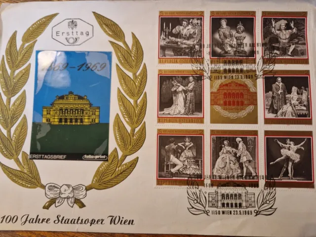 Österreichischer Ersttagsbrief: 100 Jahre Wiener Staatsoper (1969)