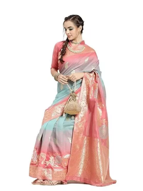 AKHILAM Kanjivaram Banarasi seda Zari tejido diseño sari con blusa piezas