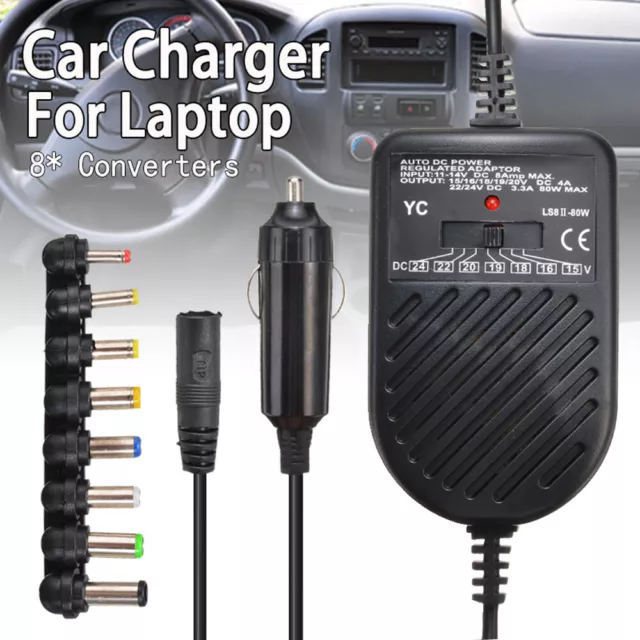Universal Car Laptop Charger For Laptop Notebook Car Cigarette Lighter 80W AU