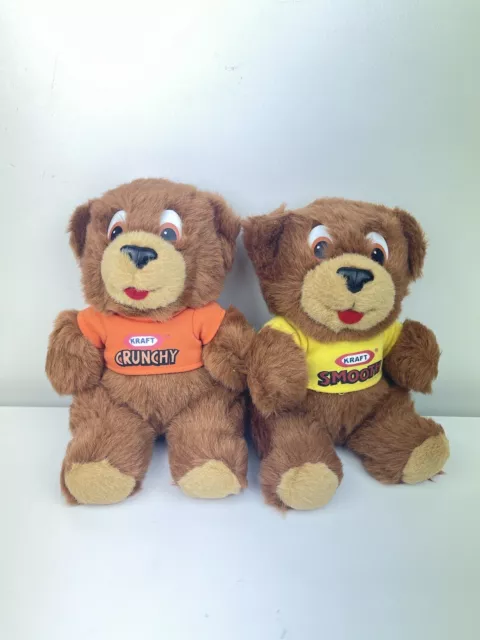 KRAFT VINTAGE X 2 Plush Teddy Bears Smooth Crunchy Promotional
