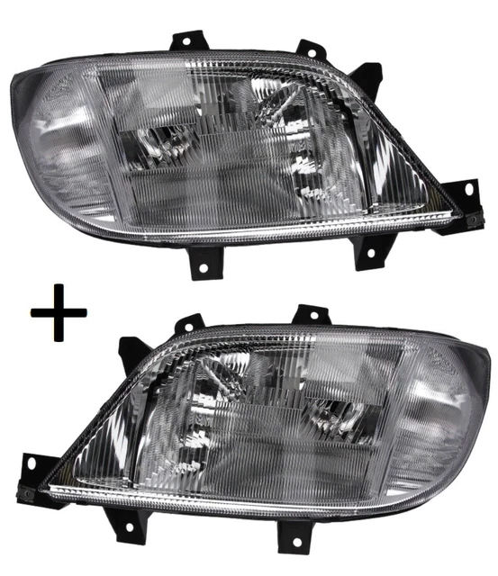 Paire De Phares Avant Chromés TYC Neufs Pour Mercedes Sprinter (2002-2006) - Halogène H3/H7, Droite Et Gauche