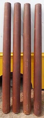 FOUR Antique Brown-Stained Round Solid Core Interior Columns Salvage 2