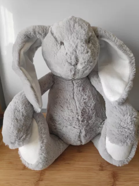 Peluche doudou lapin gris blanc Bouchara grand modèle