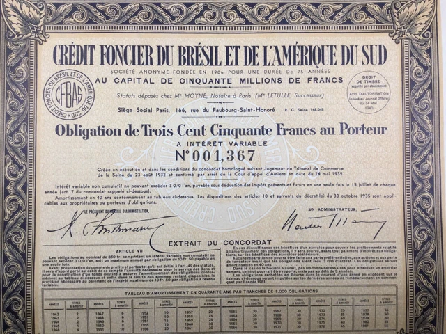 Brasile 1941 Credito Terra Del Brasile E Da L America Sud Letulle Action