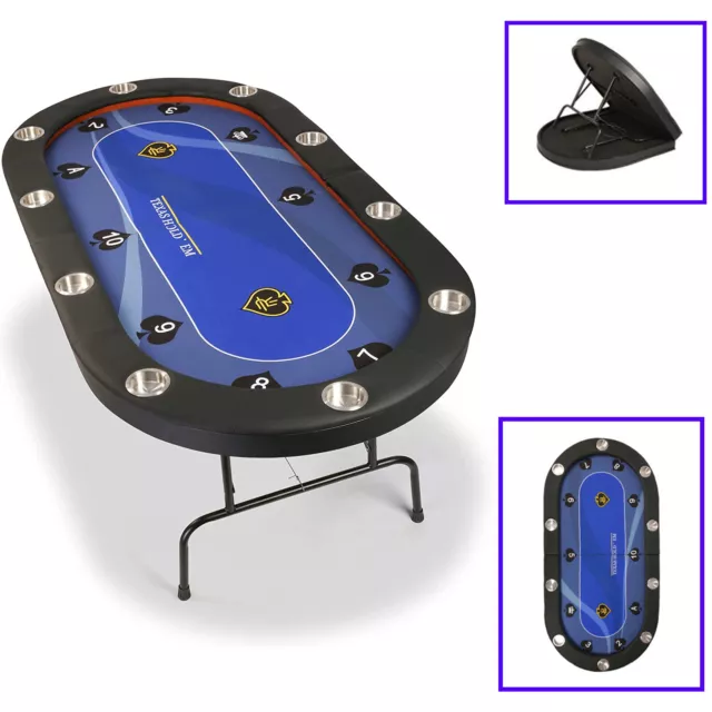 LONABR 10 Player Poker Table Folding Texas Holdem Em Blackjack Board Game Felt