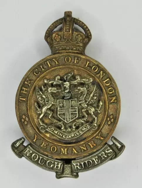 The City Of London Yeomanry Rough Riders Cap Badge JR GAUNT LONDON 1950 - 1952