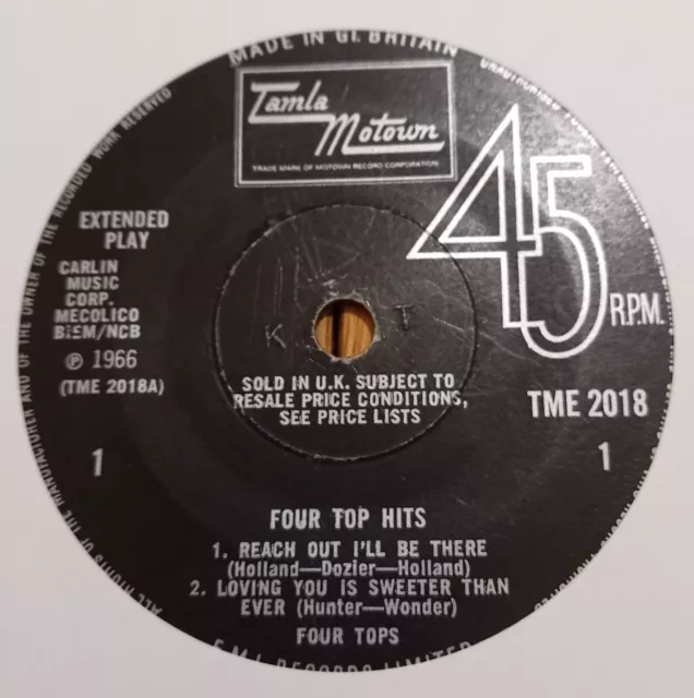 Four Tops - "Reach Out I'll Be There"  an EP ( Extended Play )  8 Tracks 1966