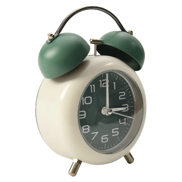VINTAGE STYLE METAL Alarm Clock Loud Ringing Night Light Function Brown
