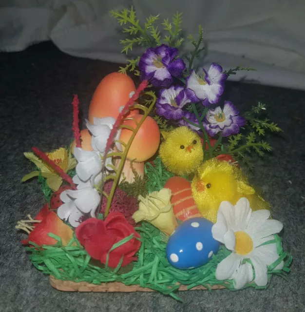 Osterküken Deko Ostern Nest Blume Dekoration Unikat Gesteck Kunstblumen B