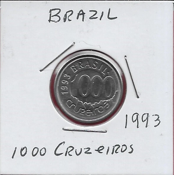 Brazil 1000 Cruzeiros 1993 Unc Two Acara Fish(Angel Fish)To Right,Lettering Abov
