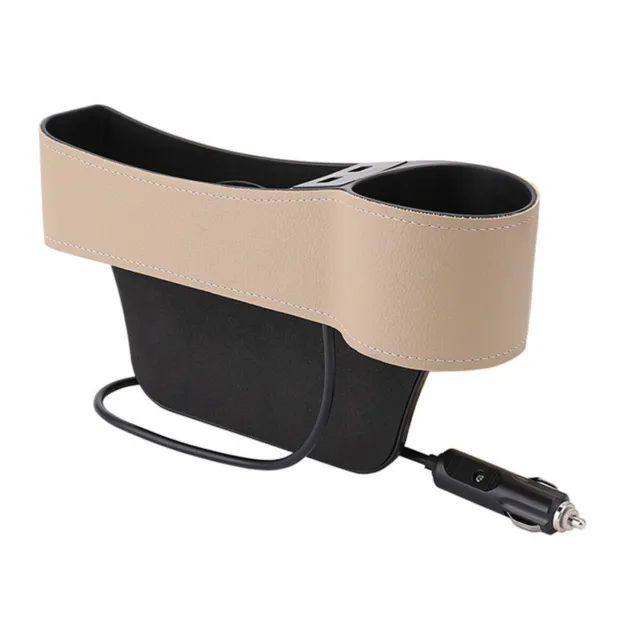 1X Car Seat Gap Filler Catcher Storage Box Pocket Organizer Cup Holder With  USB