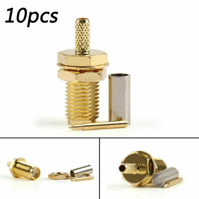 10Pcs Connettore RP-SMA Female Jack Bulkhead Crimp RG174 RG316 LMR100 Cavo