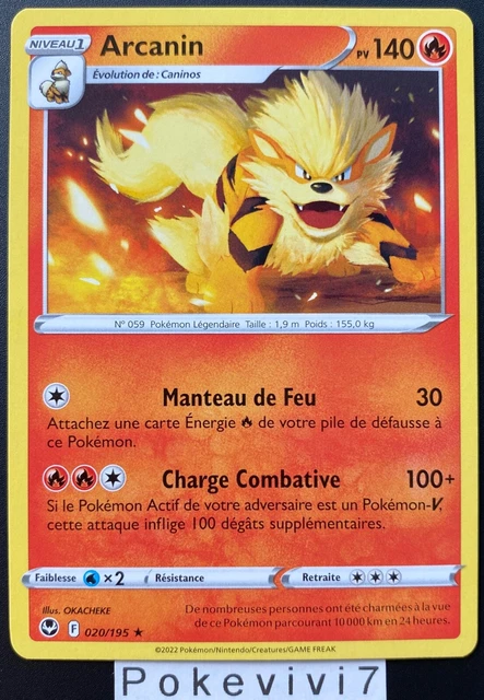 Carte Pokemon ARCANIN 020/195 Rare Epée et Bouclier 12 EB12 FR NEUF