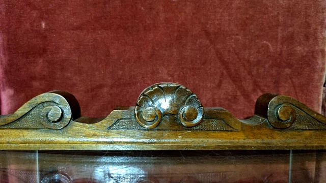 Scroll acanthus leaf wood carving pediment Antique French architectural salvage