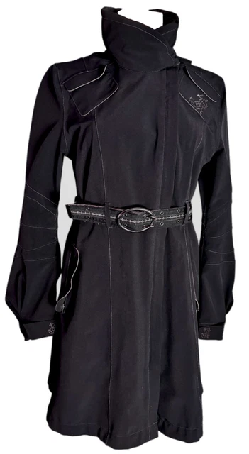 Manteau En Cuir Vert Foncé Girbaud - Doublure Marron - Taille 40 - Occasion