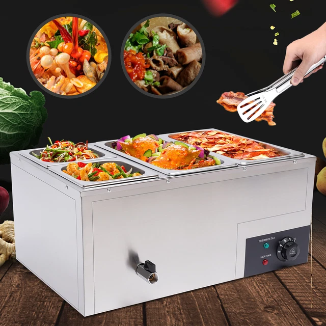 4PAN ELECTRIC COMMERCIAL Food Warmer Buffet Soup Steamer Pans