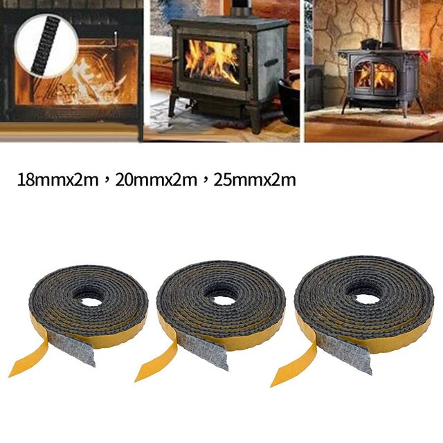 Cuerda de estufa plana negra autoadhesiva vidrio sello estufa cuerda fuego pieza herramienta