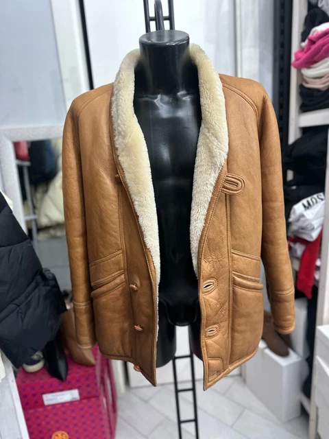 Manteau En Peau De Mouton Pour Homme - Taille 54 - Marron - Vintage - Occasion Très Bon état