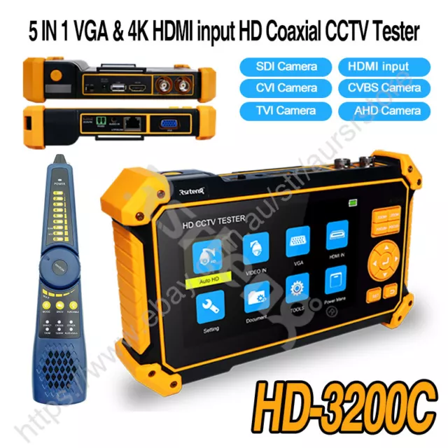 Rsrteng 5inch CVI TVI AHD Analog SDI CVBS VGA HDMI CCTV Camera Monitor HD-3200C