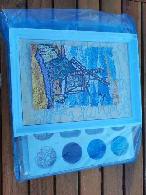 Mosaik Bild mit Steinen zum Selber herstellen  - Motiv: Mühle