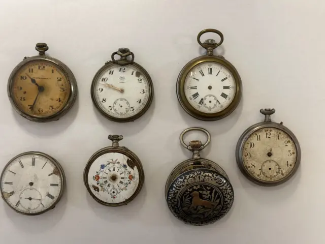 7 alte Taschenuhren Konvolut für Bastler aus Nachlass ( LOT 1 )