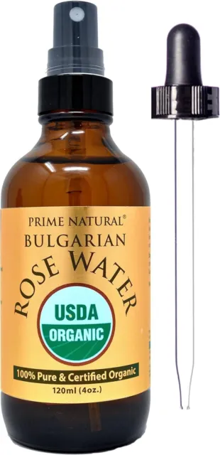 Rose Water Spray 4oz USDA Certified Organic Facial Toner, Hydrating Mist