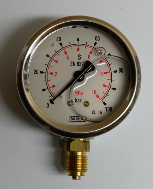 Rohrfedermanometer, CrNi-Stahl  von WIKA  0 - 100 bar