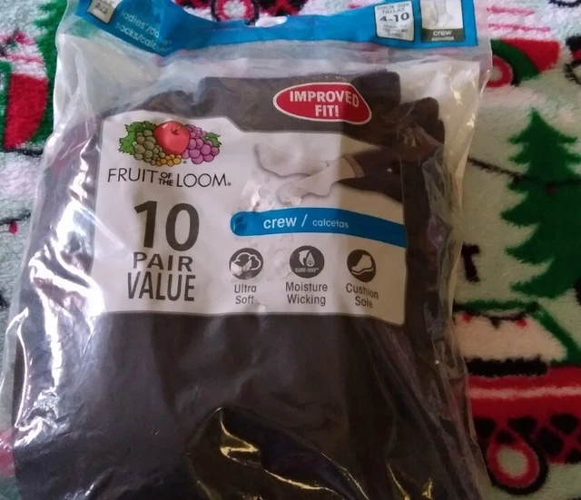 New In Pack Women's Hanes Crew Socks 10 Pair Size 4-10