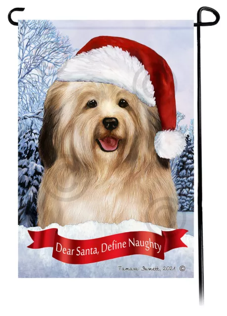 Dear Santa, Define Naughty Garden Flag - Cream Sable Havanese 071A