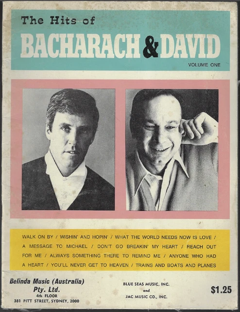 THE HITS OF Burt Bacharach and Hal David - Volume 1 - Sheet Music - 10  Songs $27.95 - PicClick AU