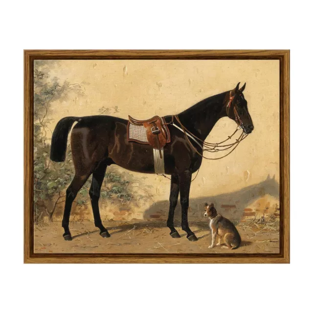 Framed Canvas Horse Wall Art, Vintage Classic Art Prints for Home Desktop Dec...