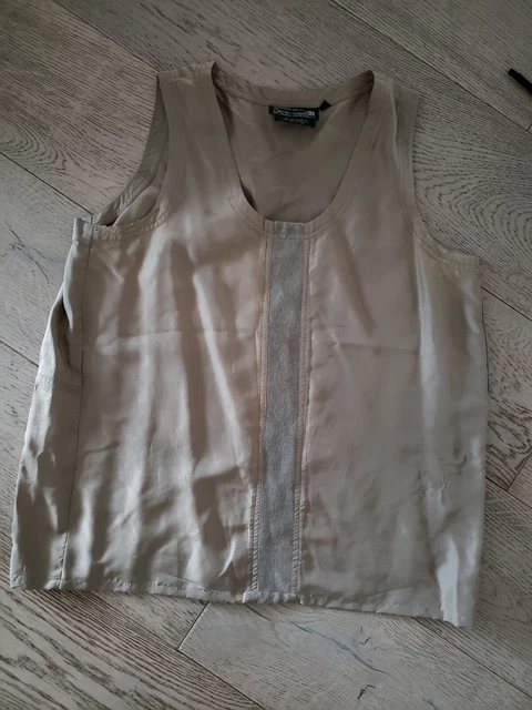 Carole Little Sleeveless Olive  Green Silk Womens Top Size 6